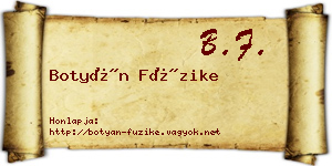 Botyán Füzike névjegykártya